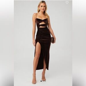 Nookie verve chocolate brown velvet gown